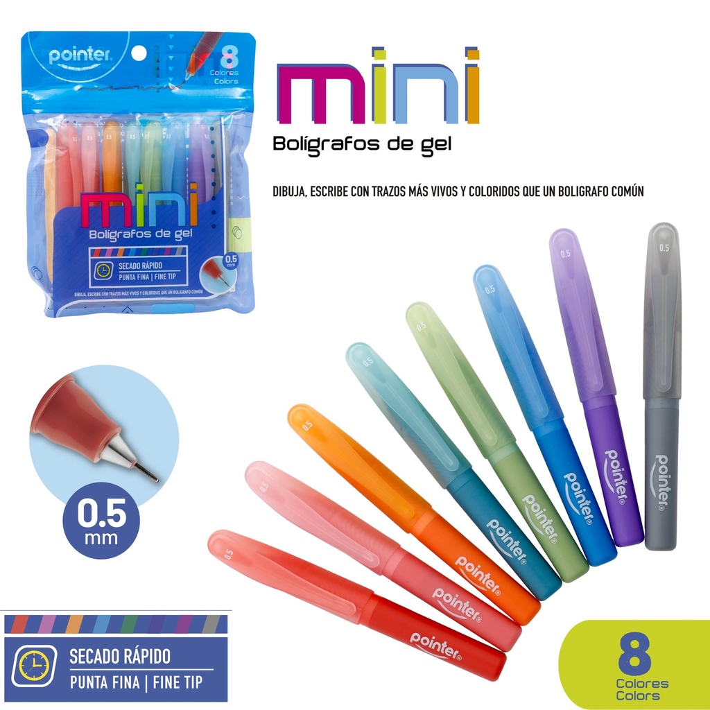 MINI BOLIGRAFO GEL 0.5MM 8 COLORES