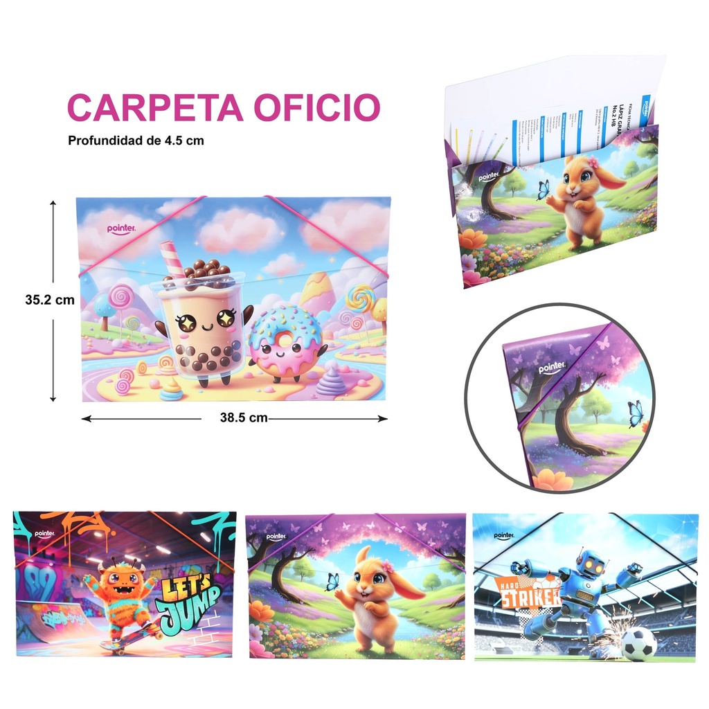 CARPETA OFICIO ELASTICO DISEÑOS INFANTILES