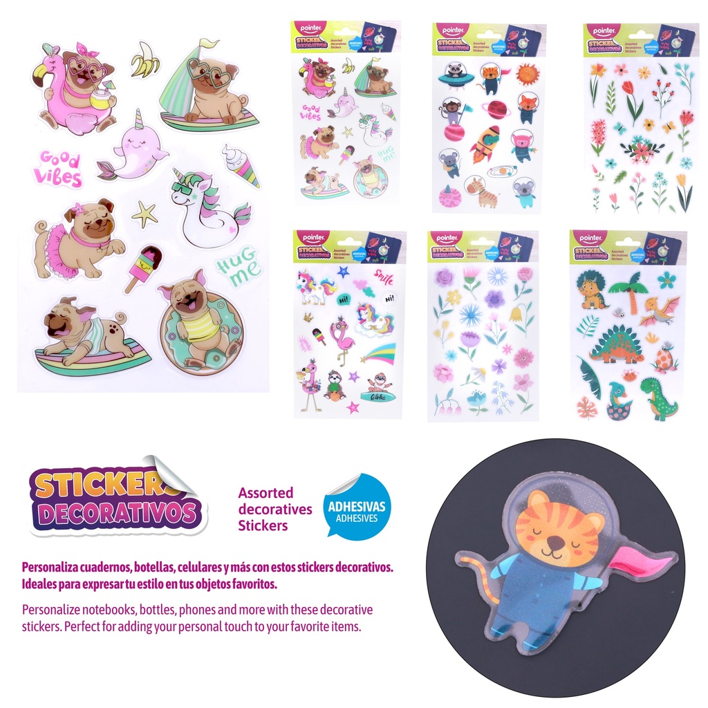 STICKERS DECORATIVOS SURTIDOS MASCOTAS