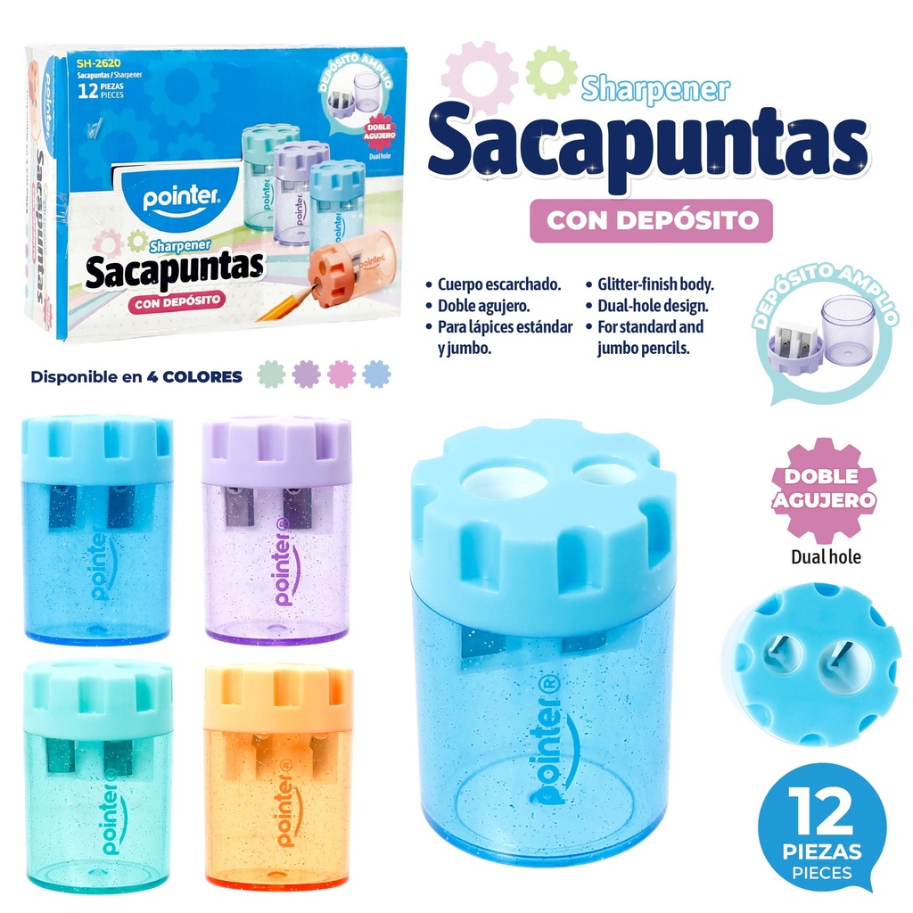 SACAPUNTAS CON DEPOSITO ESCARCHADO