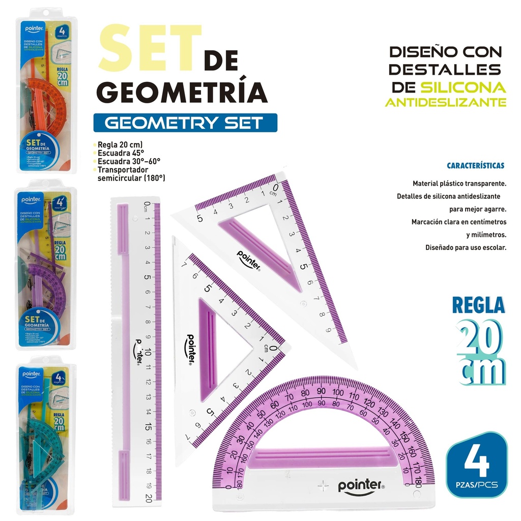 SET GEOMETRIA 20CM ANTIDESLIZANTE 4PZAS
