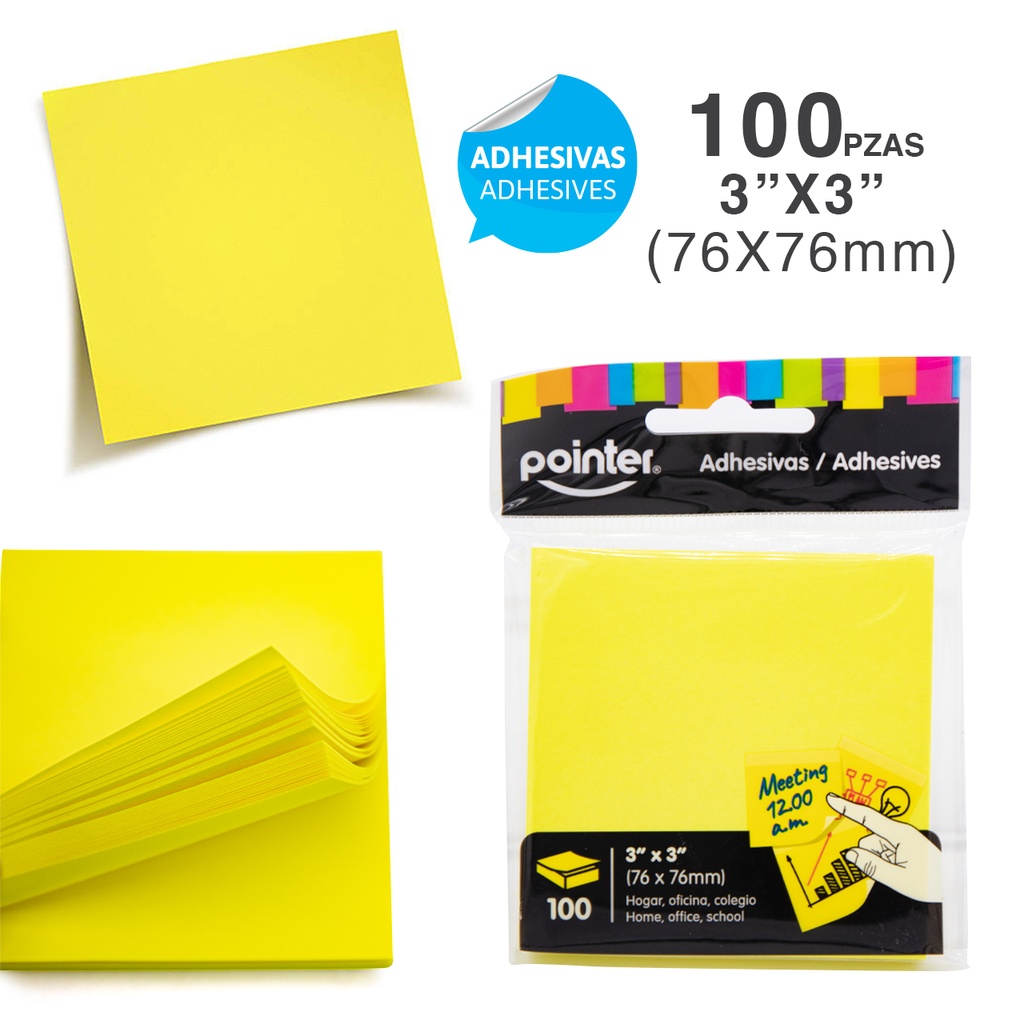 NOTAS ADHESIVAS AMARILLO BRILLANTE 3X3