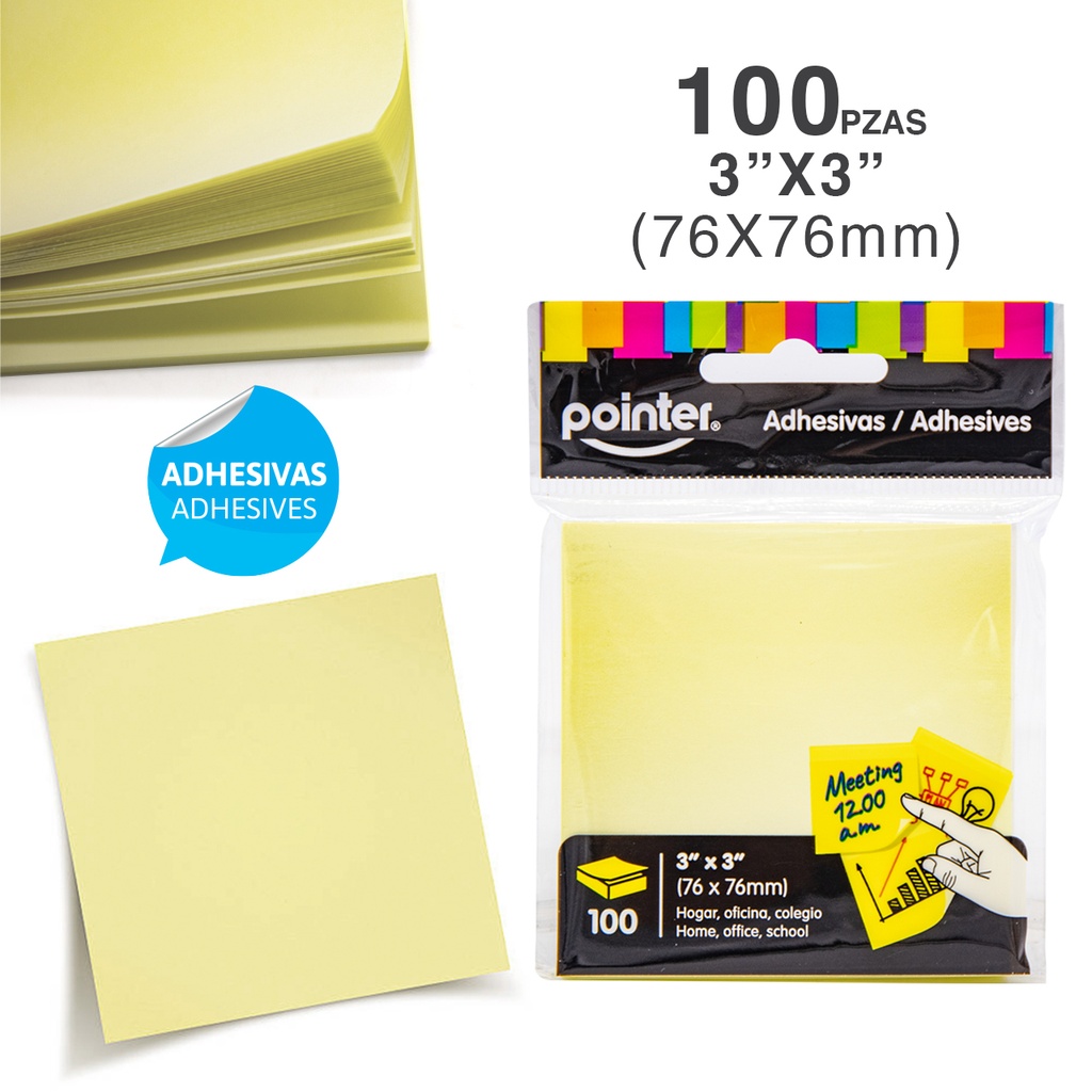 NOTAS ADHESIVAS AMARILLAS 3X3 100 PZAS