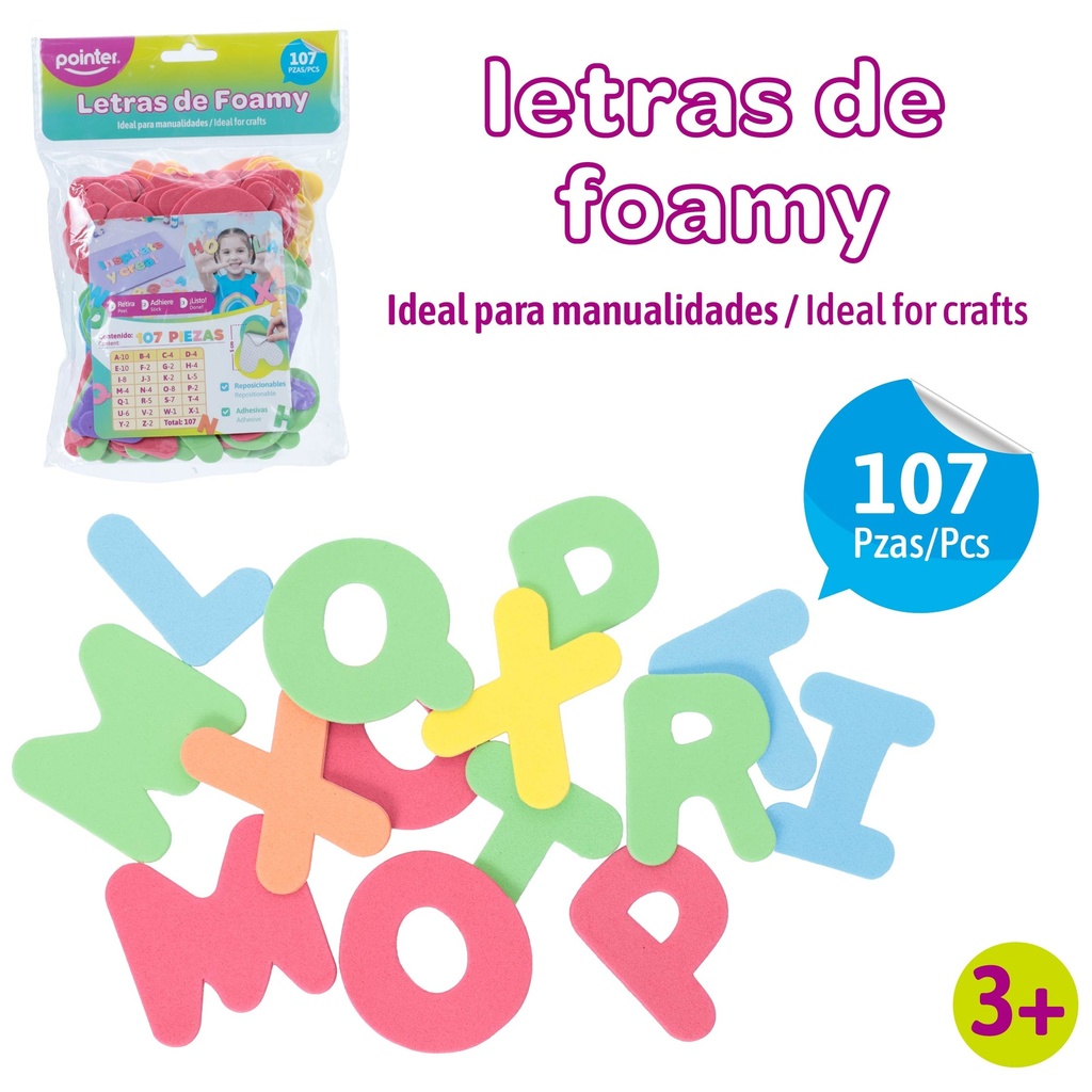 LETRAS FOAMY COLORES 107PZAS