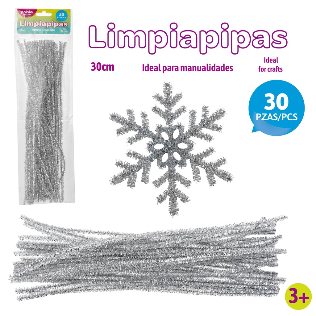 LIMPIAPIPAS PLATEADOS 30CM 30PZAS