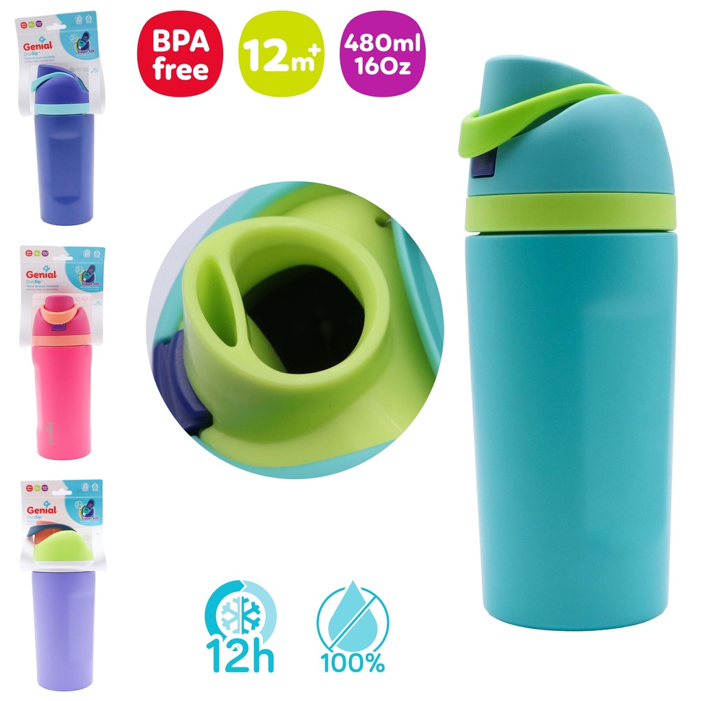 TERMO DE ACERO INOXIDABLE 2 EN 1 ANTIDERRAMES 480ML/16OZ