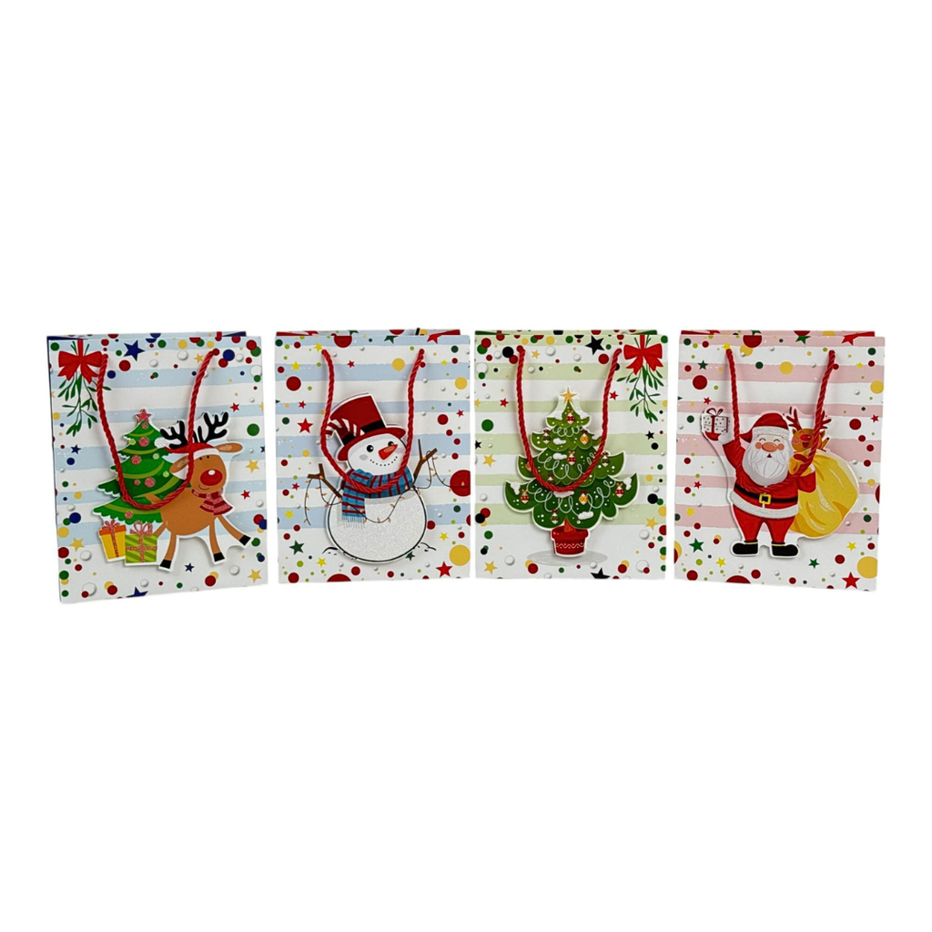 BOLSA DE REGALO PEQUEÑA - NAVIDEÑA CON RELIEVE 23x18x10CM