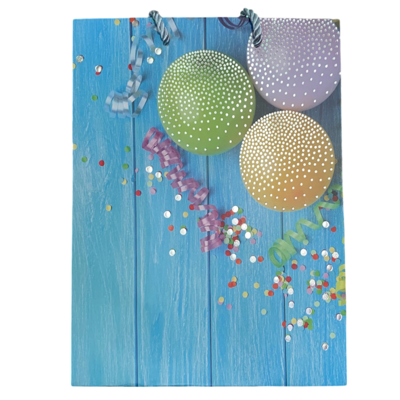 BOLSA DE REGALO MEDIANA CON GLOBOS/BANDERINES