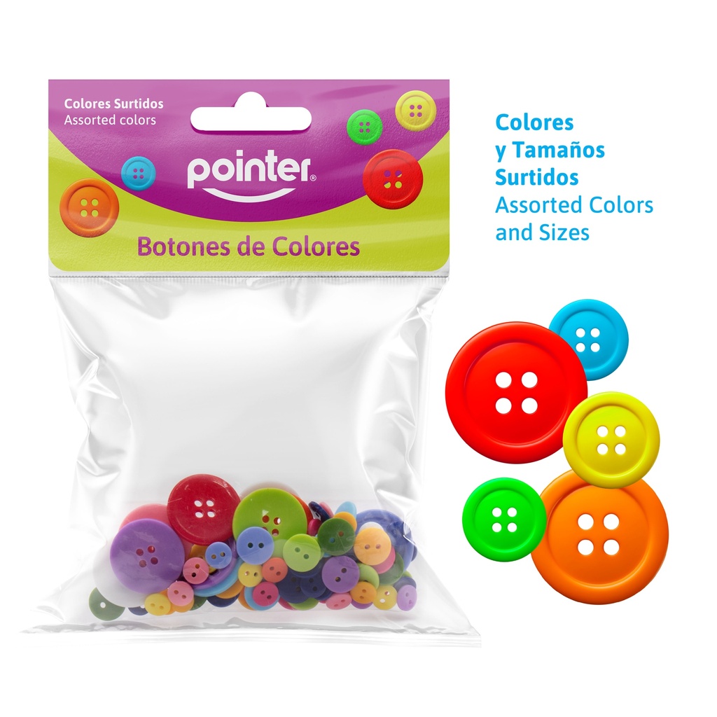 BOTONES DE COLORES PARA MANUALIDADES (90 PIEZAS)