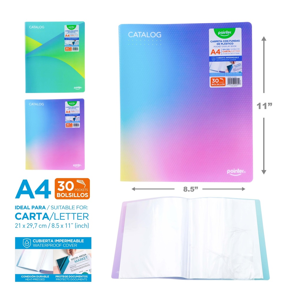 CARPETA PARA CATALOGO 30 BOLSILLOS