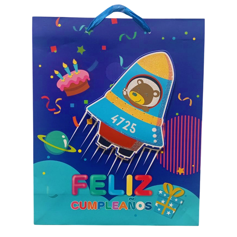 BOLSA DE REGALO MEDIANA FELIZ CUMPLEAÑOS INFANTIL