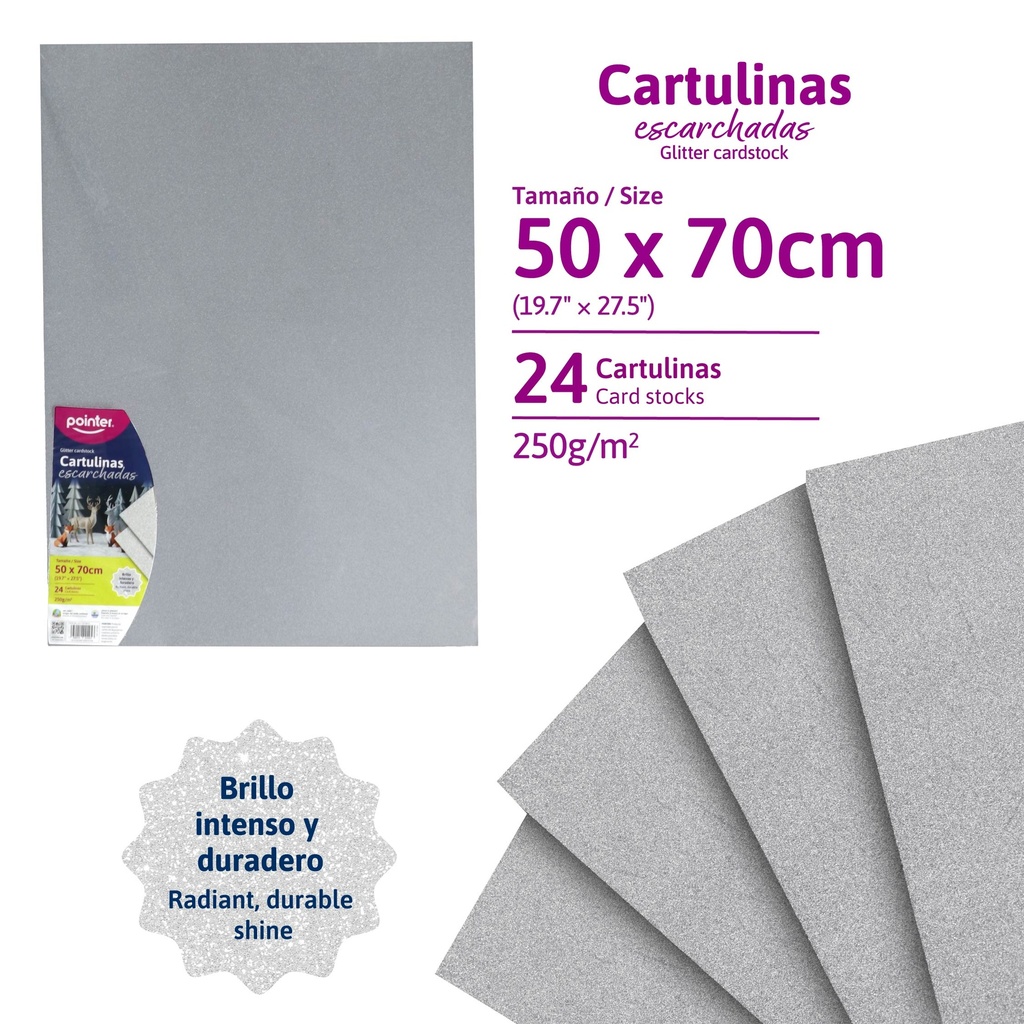 CARTULINA ESCARCHADA PLATEADA 50X70 CM