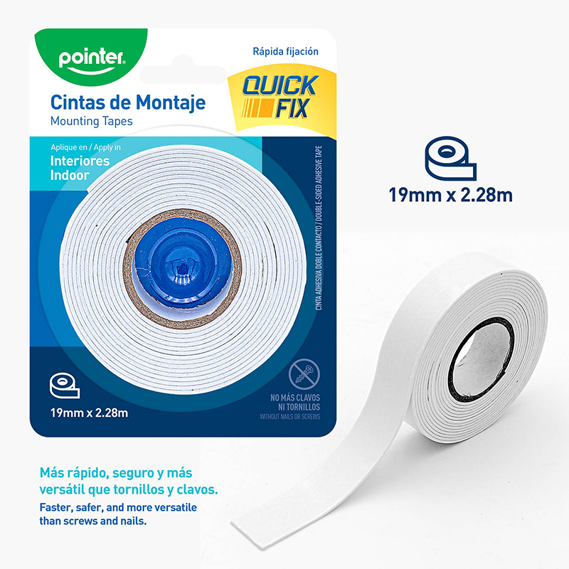 CINTA ADHESIVA DOBLE FAZ 19MM x2.28M