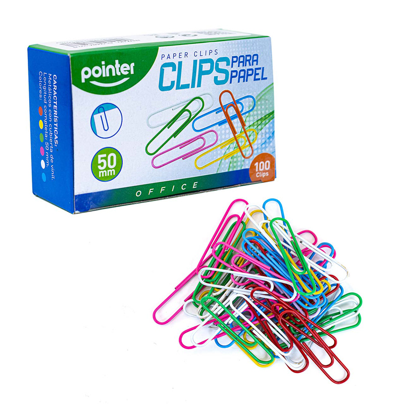CLIPS SUJETA PAPEL DE COLORES 50MM