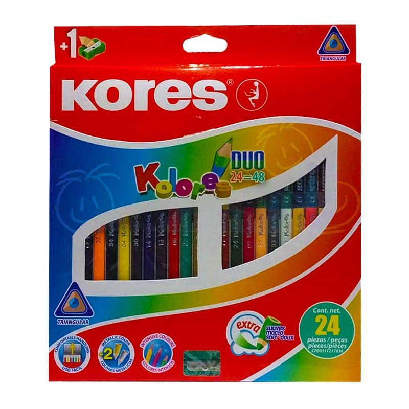 COLORES DUO TRIAGULARES x24PZS+SACAPUNTAS