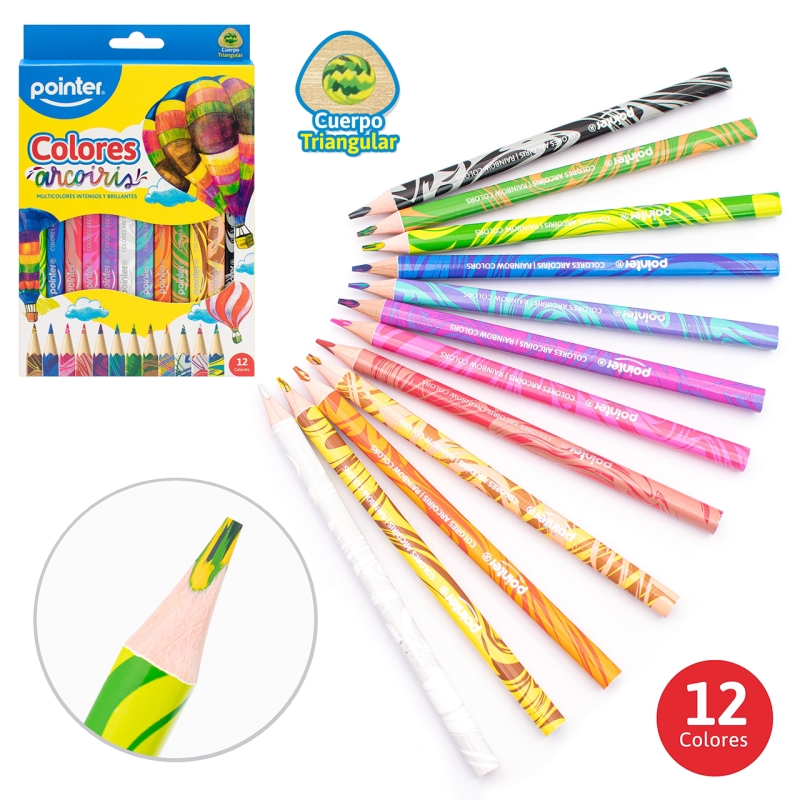 LAPICES DE COLORES ARCOIRIS x12PZS - CUERPO TRIANGULAR