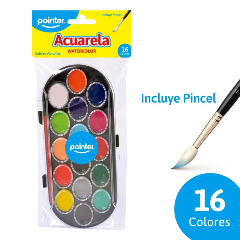 SET DE ACUARELA x16COLORES CON PINCEL