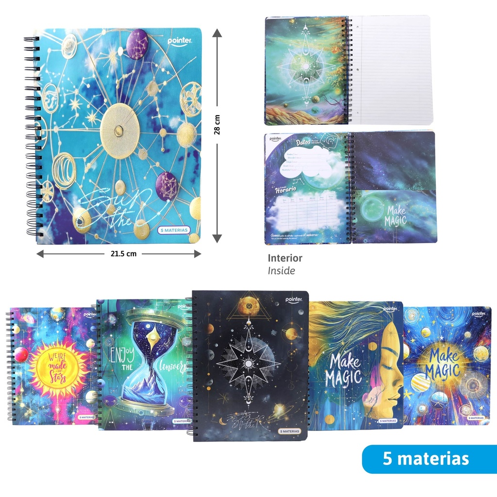 LIBRETA ESPIRAL MAKE MAGIC - 5 MATERIAS x165 HOJAS