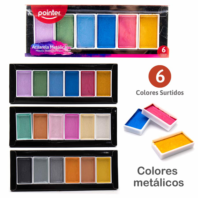 SET DE ACUARELA METALIZADA x6 COLORES