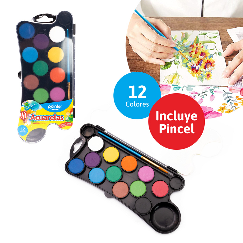 SET DE ACUARELA x12 COLORES CON PINCEL