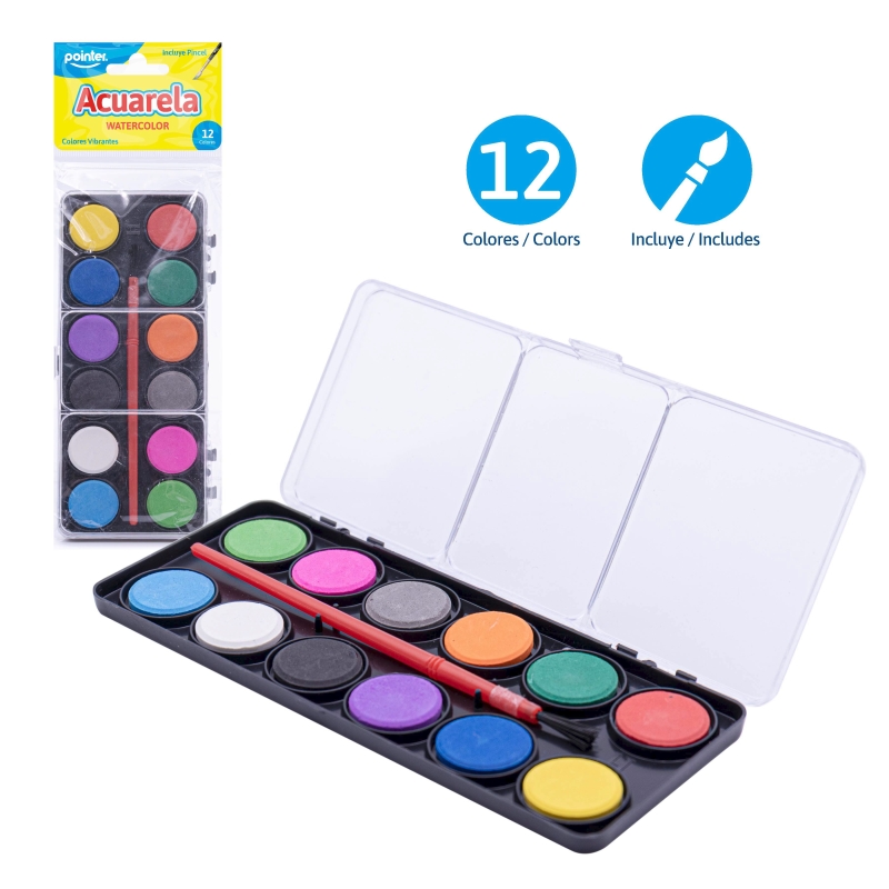 SET DE ACUARELA PEQUEÑO x12 COLORES CON PINCEL