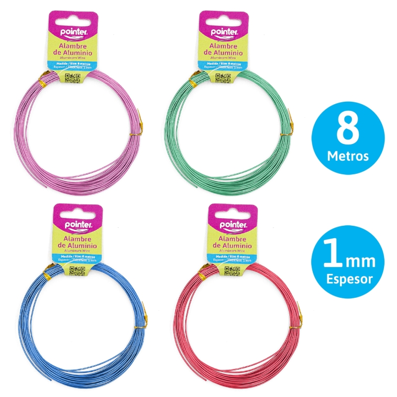 ALAMBRE DE COLORES PARA MANUALIDADES 1MMx8Mts