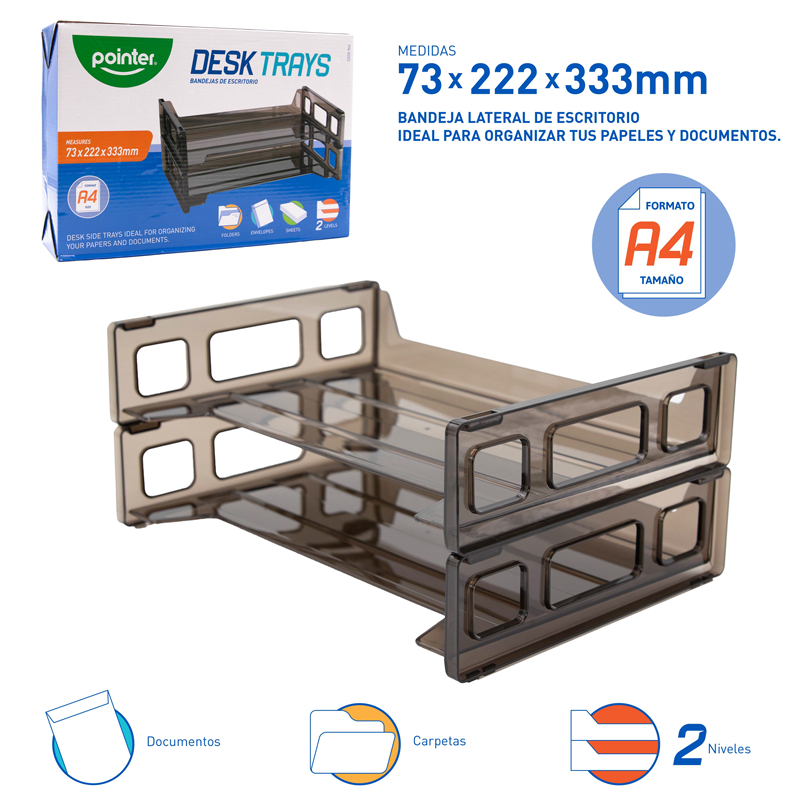BANDEJA PLASTICA DE ESCRITORIO - 2 NIVELES