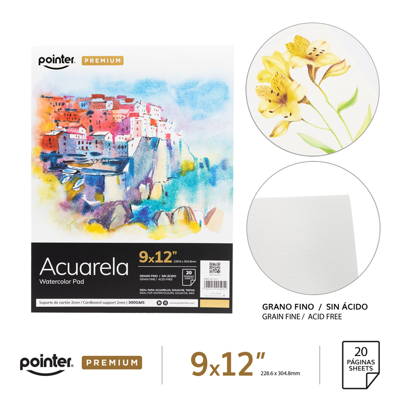 BLOCk ACUARELA 9 x 12" x 20 HOJAS