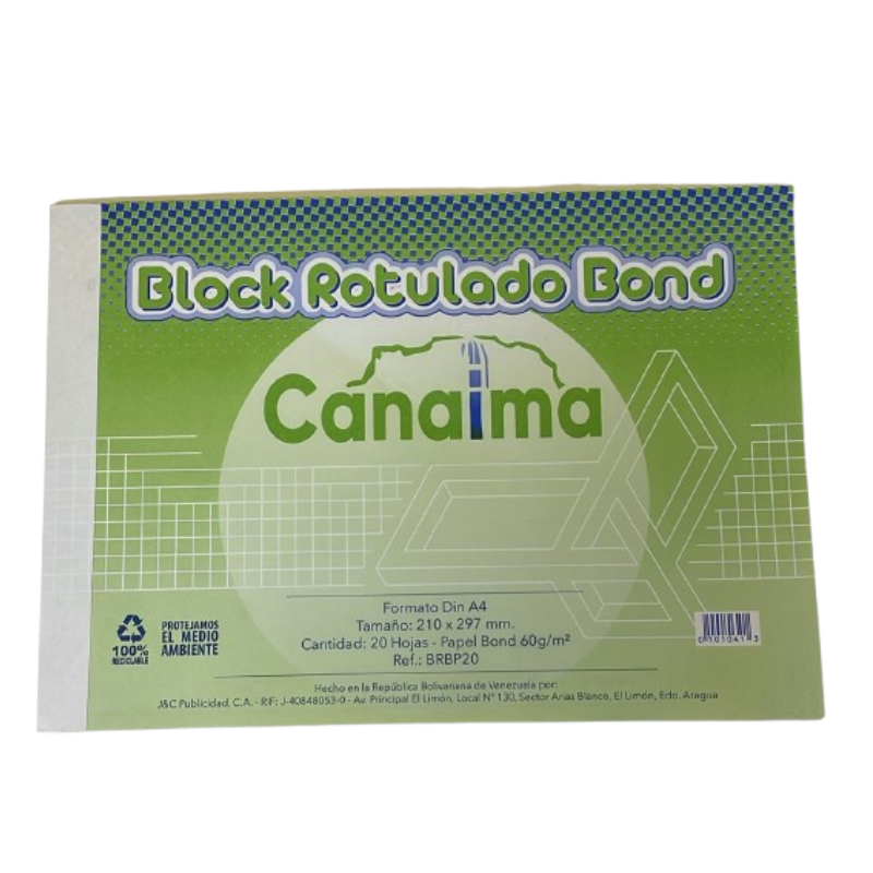 BLOCK ROTULADO BOND DIN A4 CANAIMA
