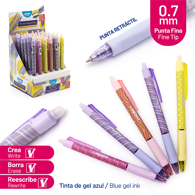 BOLIGRAFO RETRACTIL BORRABLE AZUL 0.7MM