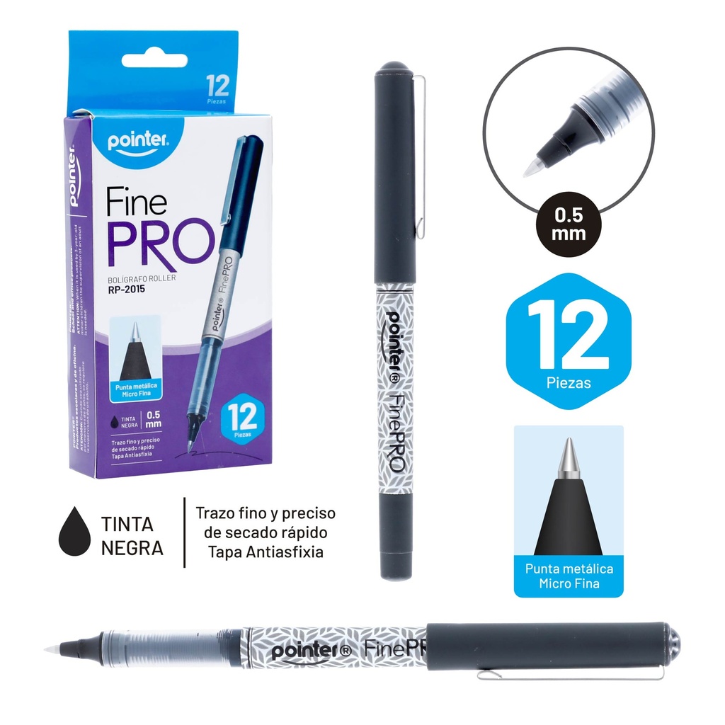 BOLIGRAFO FINE PRO 0.5MM (NEGRO) X1