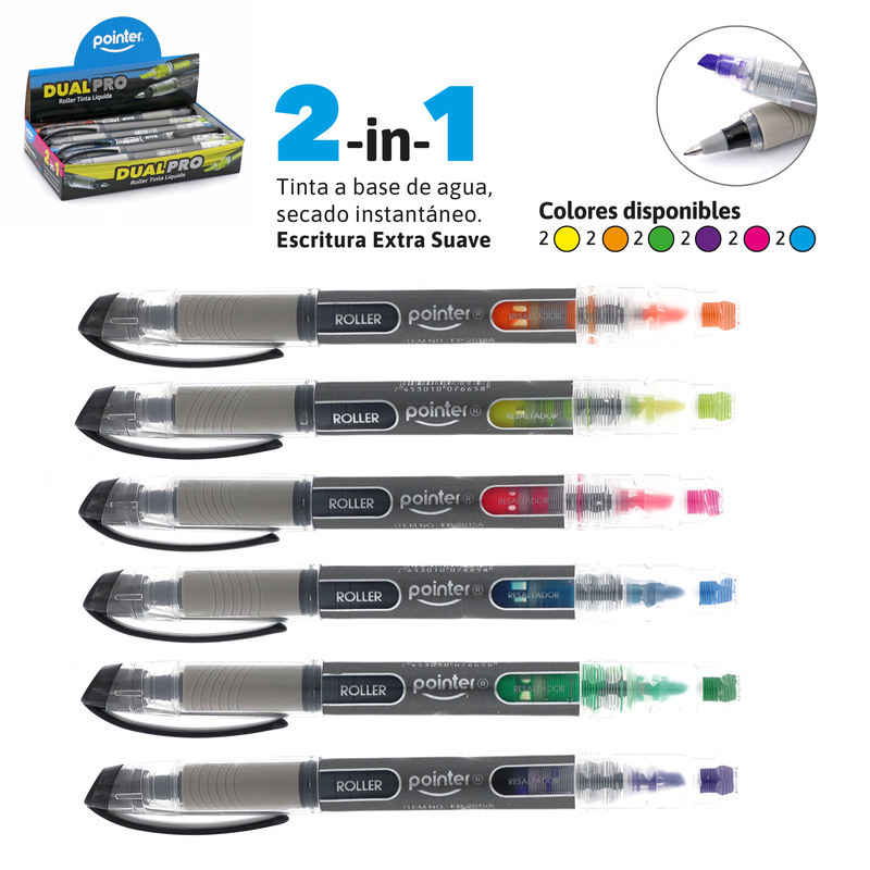 BOLIGRAFO DUALPRO GEL NEGRO CON RESALTADOR 0.5MM