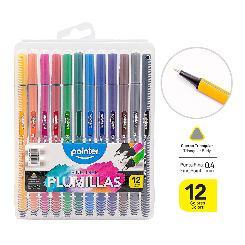PLUMILLAS 0.4MM x12 COLORES