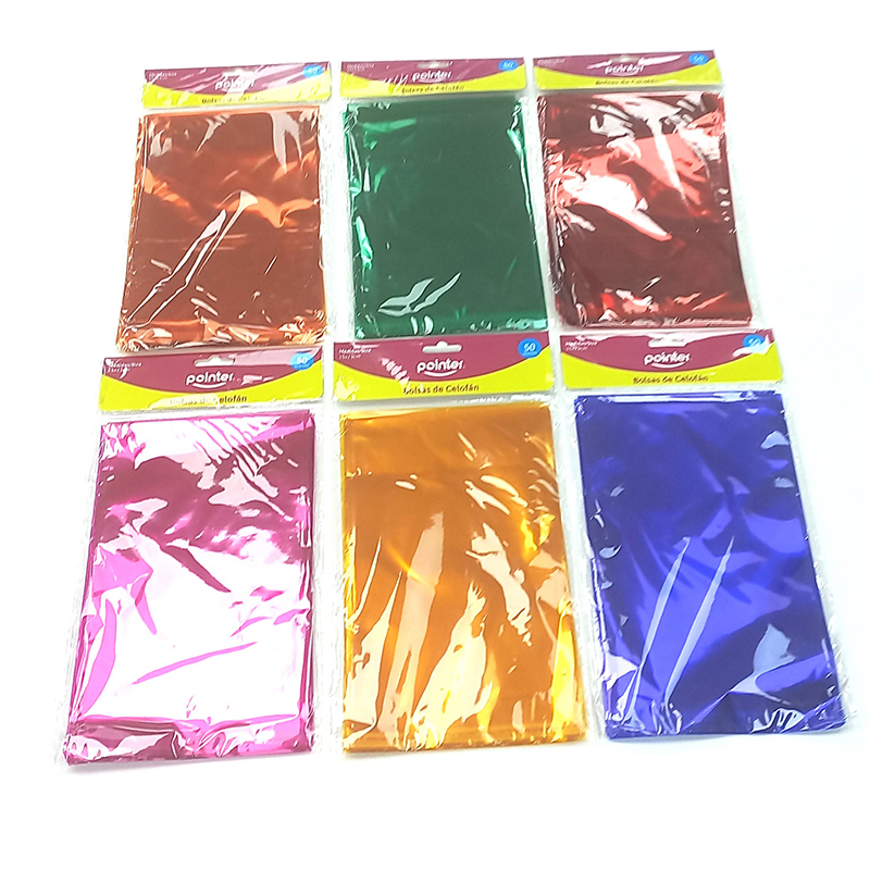 BOLSAS DE CELOFAN ADHESIVAS 23.3X3CM (COLORES)