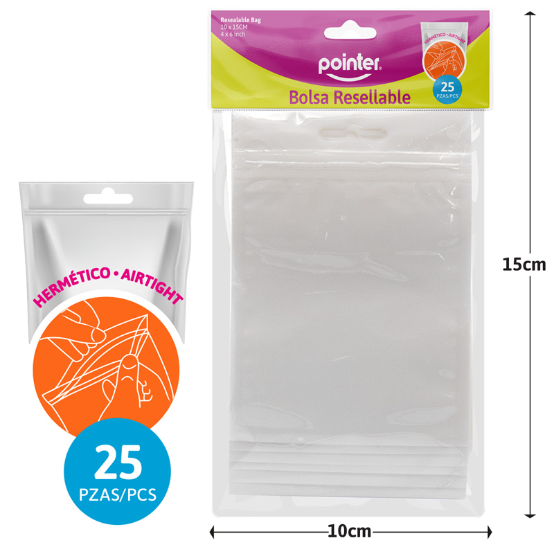 BOLSAS RESELLABLES DE CELOFAN x25PZAS - 10x15CM