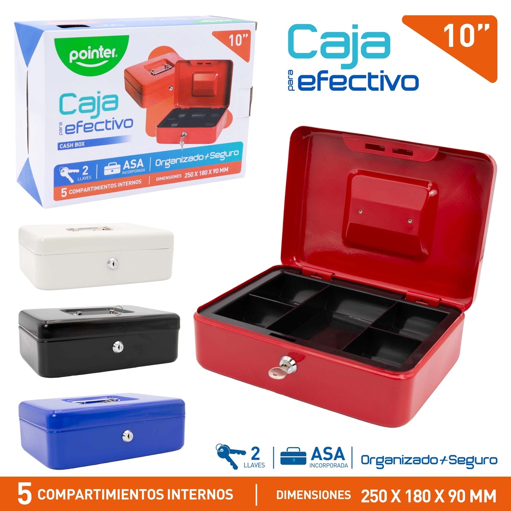 CAJA METALICA DE SEGURIDAD PARA EFECTIVO - 10" / 25x18x9Cm