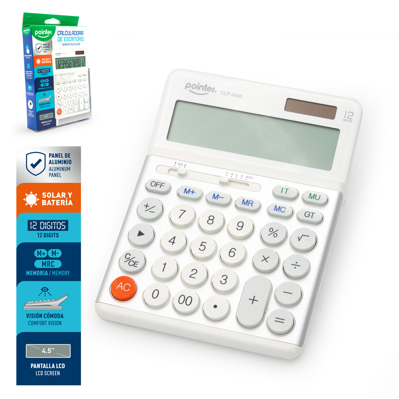 CALCULADORA DE ESCRITORIO - 12 DIGITOS (PANEL DE ALUMINIO)