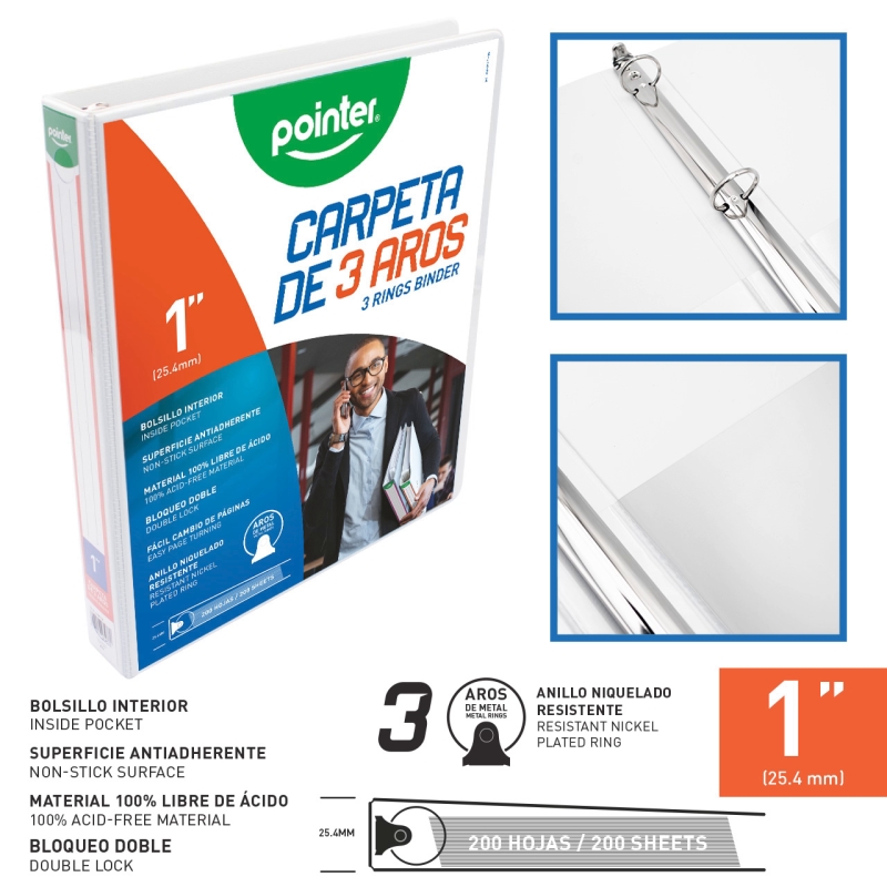 CARPETA BLANCA 3 AROS 1"