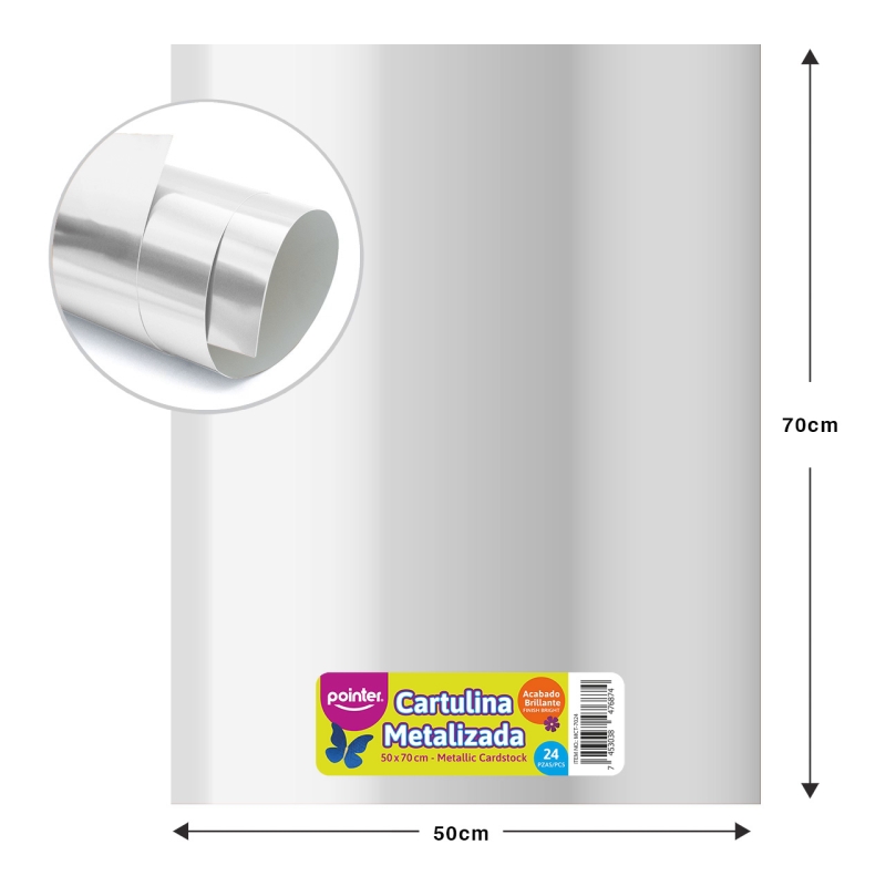 CARTULINA METALIZADA - PLATEADA (50x70CM)