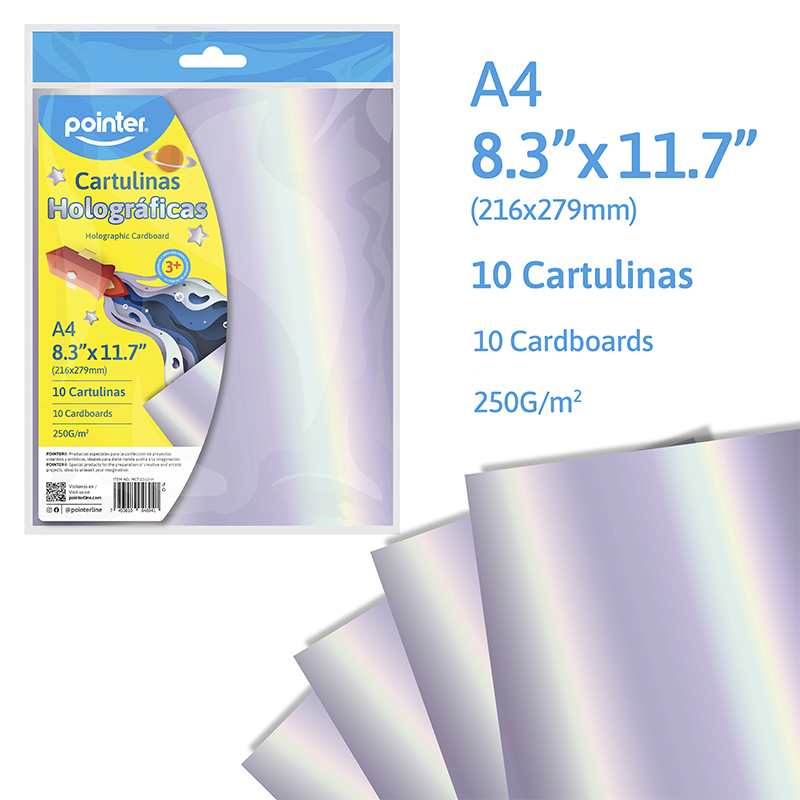 CARTULINA HOLOGRAFICA PLATEADO A4