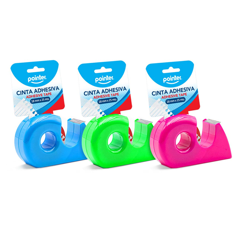 CINTA ADHESIVA TRANSPARENTE CON DISPENSADOR - 1,8Cm x 25Mts