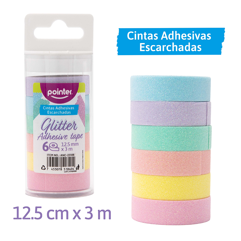 CINTA ADHESIVA ESCARCHADA x 6