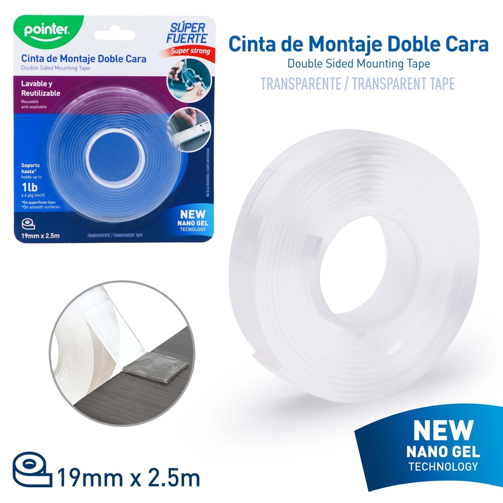 CINTA DOBLE CONTACTO DE GEL 19mmx2.5m