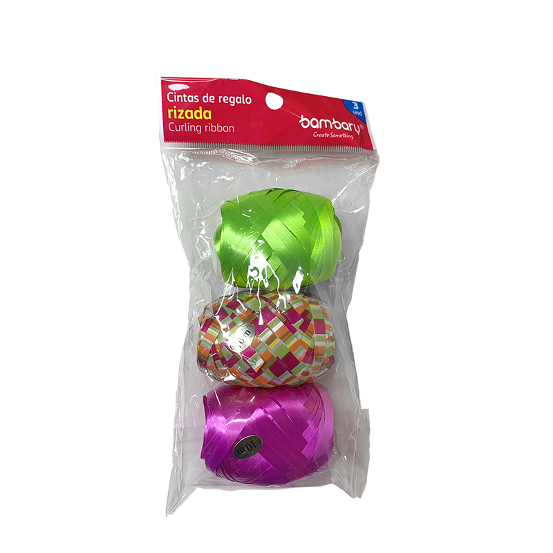 CINTAS DE REGALO RIZADA - 5MMx10M x3UND
