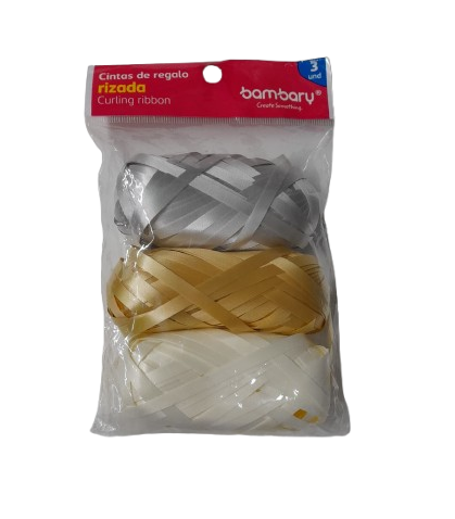 CINTAS DE REGALO RIZADA - 5MMx10M x3UND