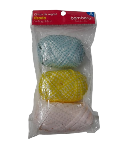 CINTAS DE REGALO RIZADA - 5MMx10M x3UND