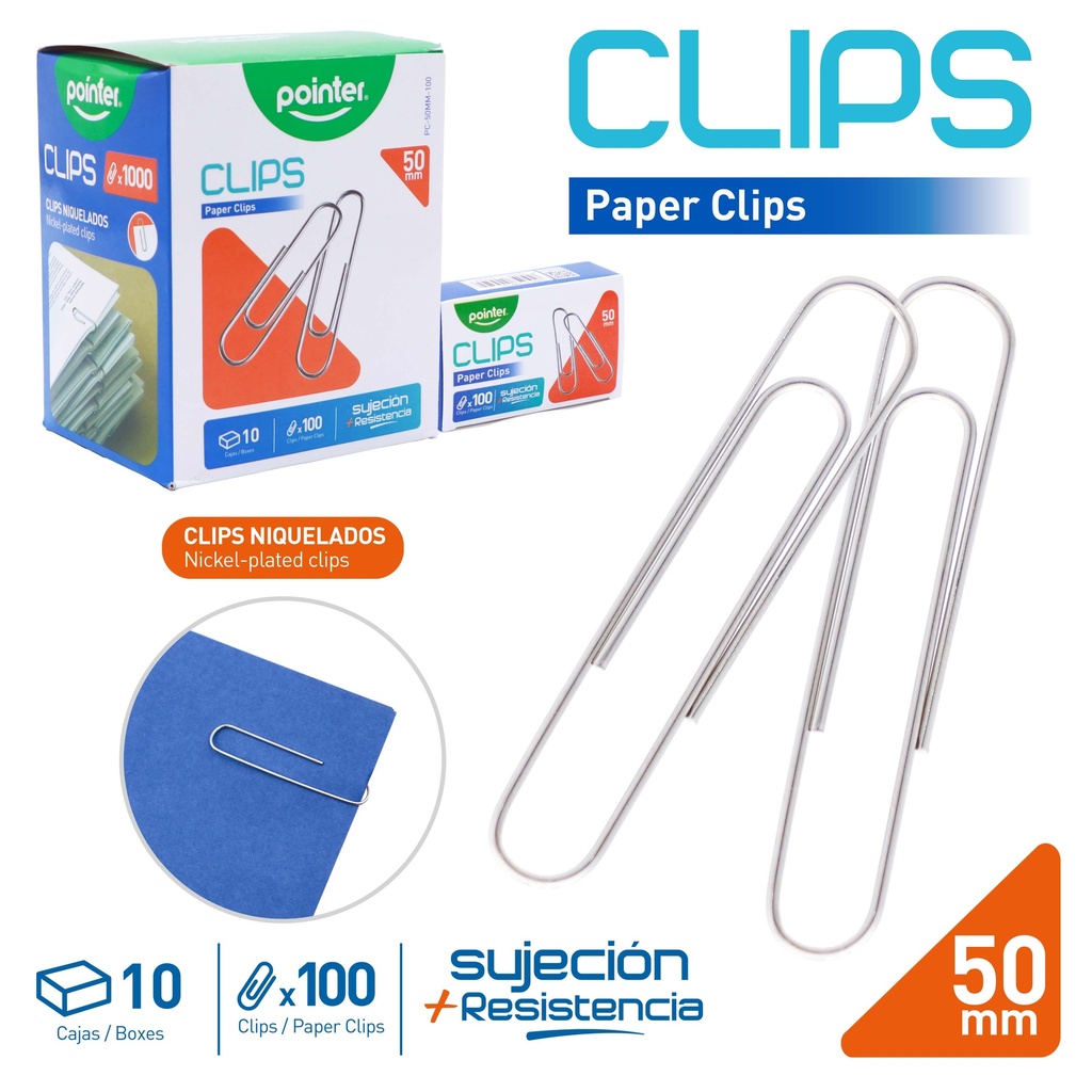 CLIPS METALICOS 50MM x100PZAS