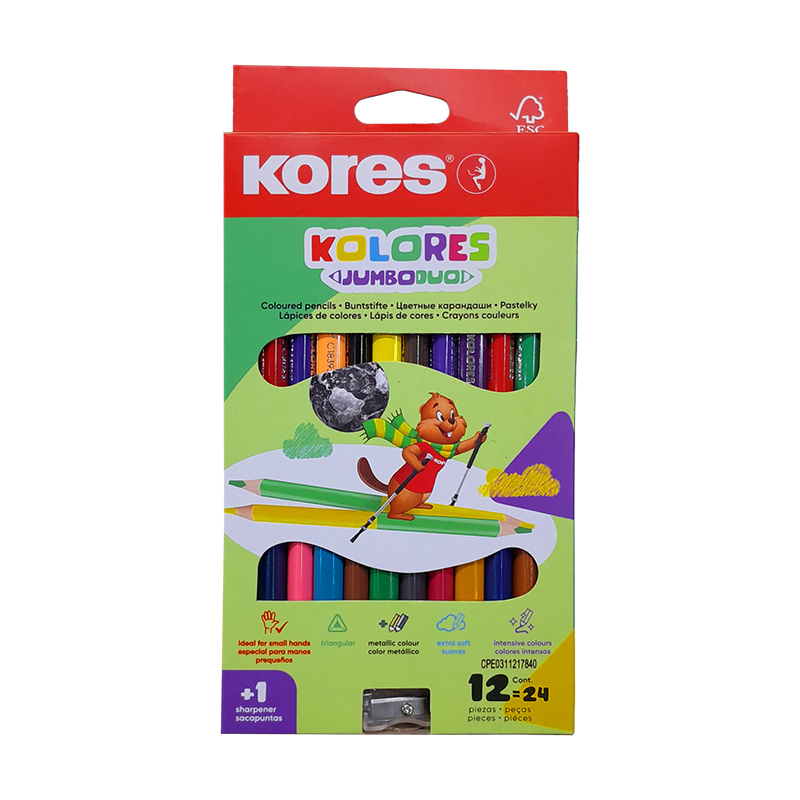 COLORES JUMBO DUO x12PZS+SACAPUNTAS