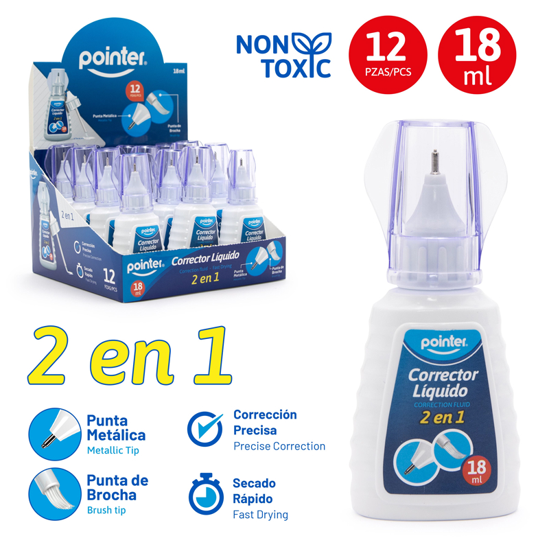 CORRECTOR LIQUIDO 2 EN 1 - 18ML