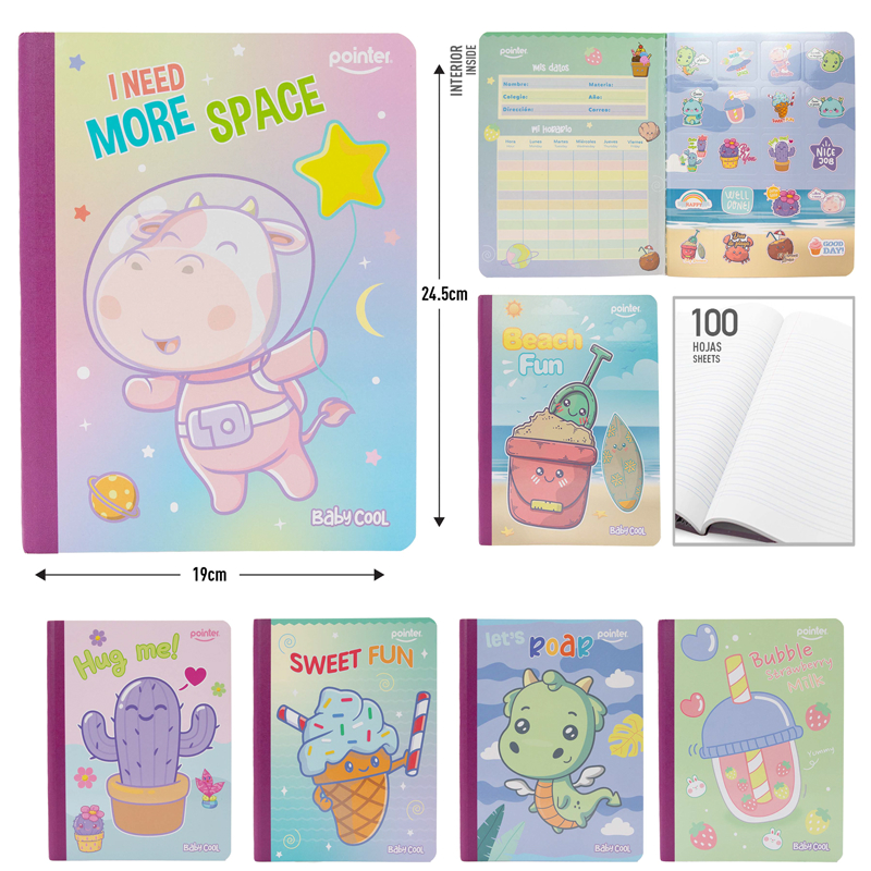 CUADERNO COSIDO DOBLE LINEA (STICKERS)